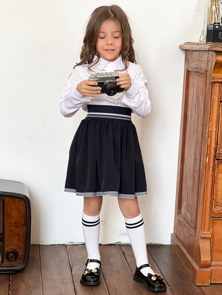 Блузка для девочек школьная БУШОН, модель SK50, цвет белый