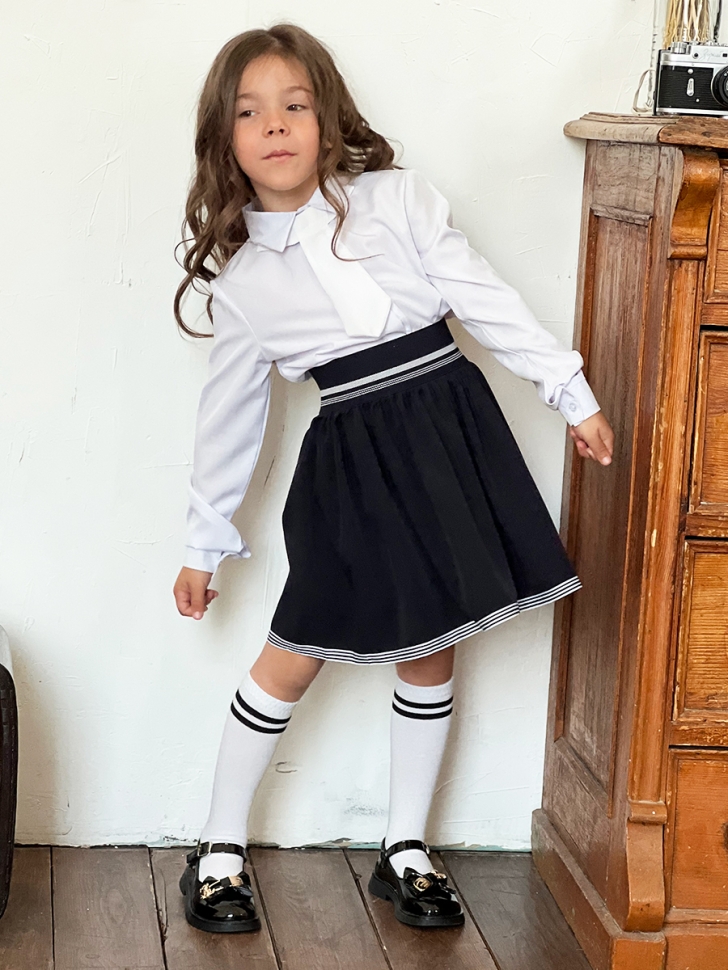 Блузка для девочек школьная БУШОН, модель SK50, цвет белый