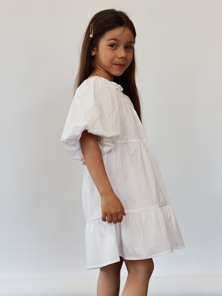 Платье для девочки хлопок БУШОН ST64, цвет белый