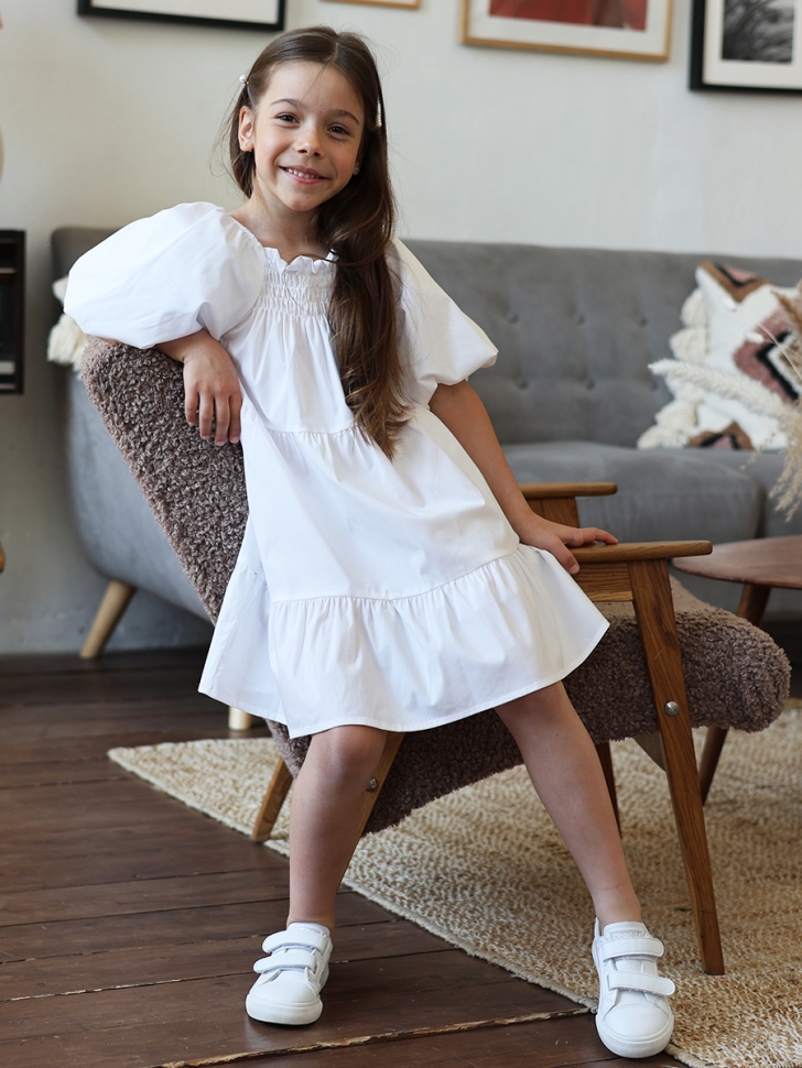 Платье для девочки хлопок БУШОН ST64, цвет белый