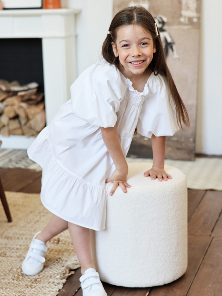Платье для девочки хлопок БУШОН ST64, цвет белый