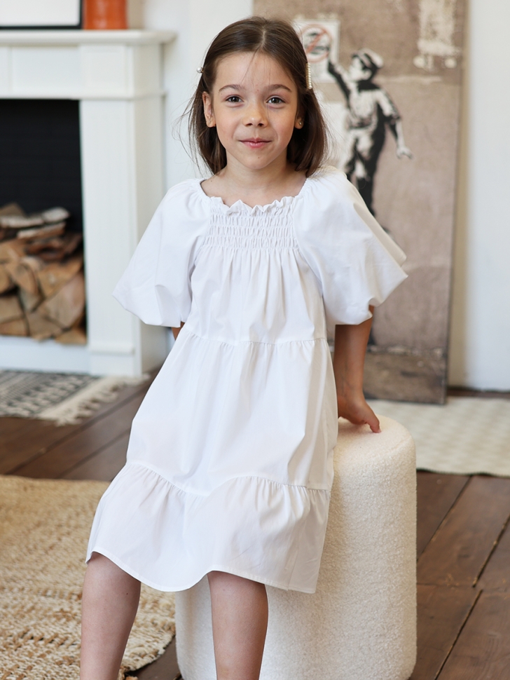 Платье для девочки хлопок БУШОН ST64, цвет белый