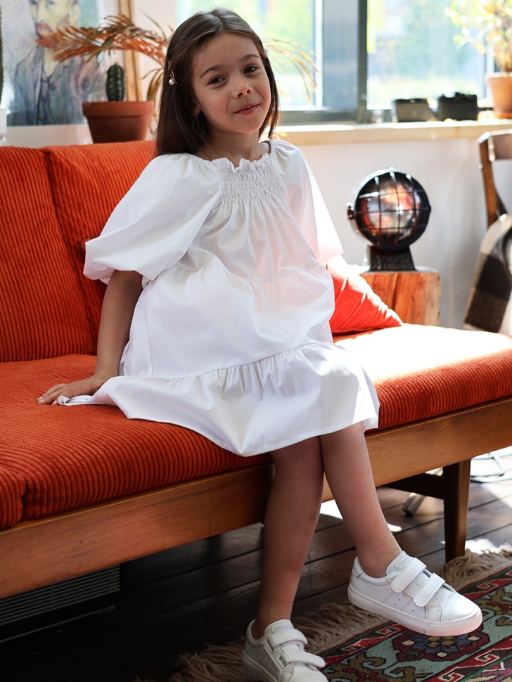 Платье для девочки хлопок БУШОН ST64, цвет белый