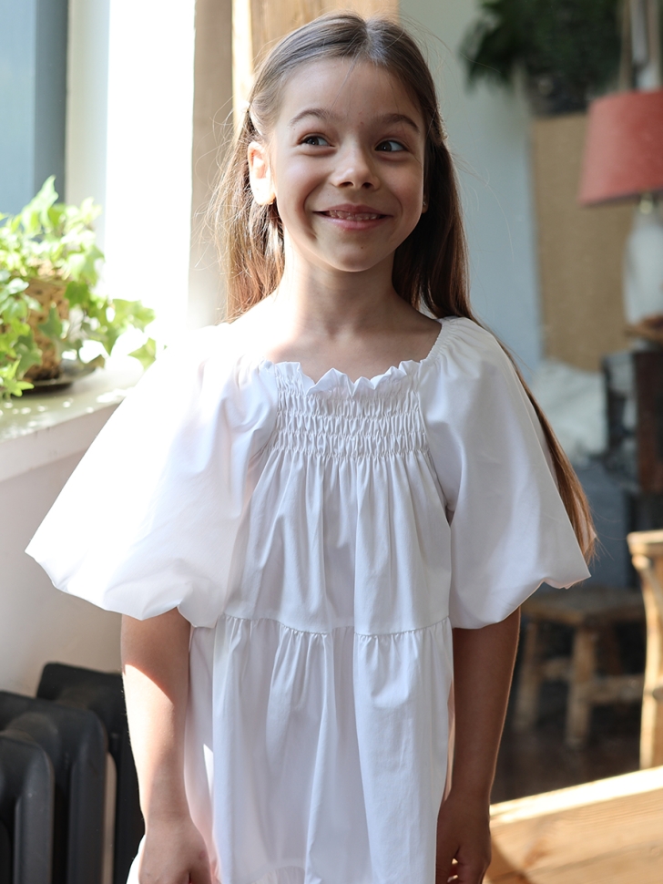 Платье для девочки хлопок БУШОН ST64, цвет белый