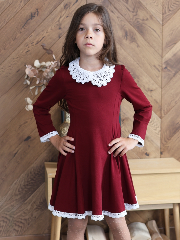Платье для девочки школьное БУШОН SK35, цвет бордовый