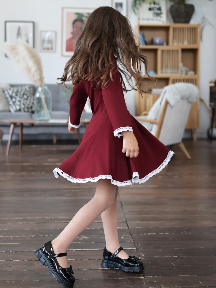 Платье для девочки школьное БУШОН SK35, цвет бордовый