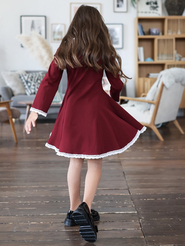 Платье для девочки школьное БУШОН SK35, цвет бордовый