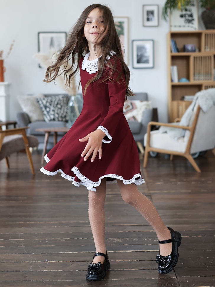 Платье для девочки школьное БУШОН SK35, цвет бордовый