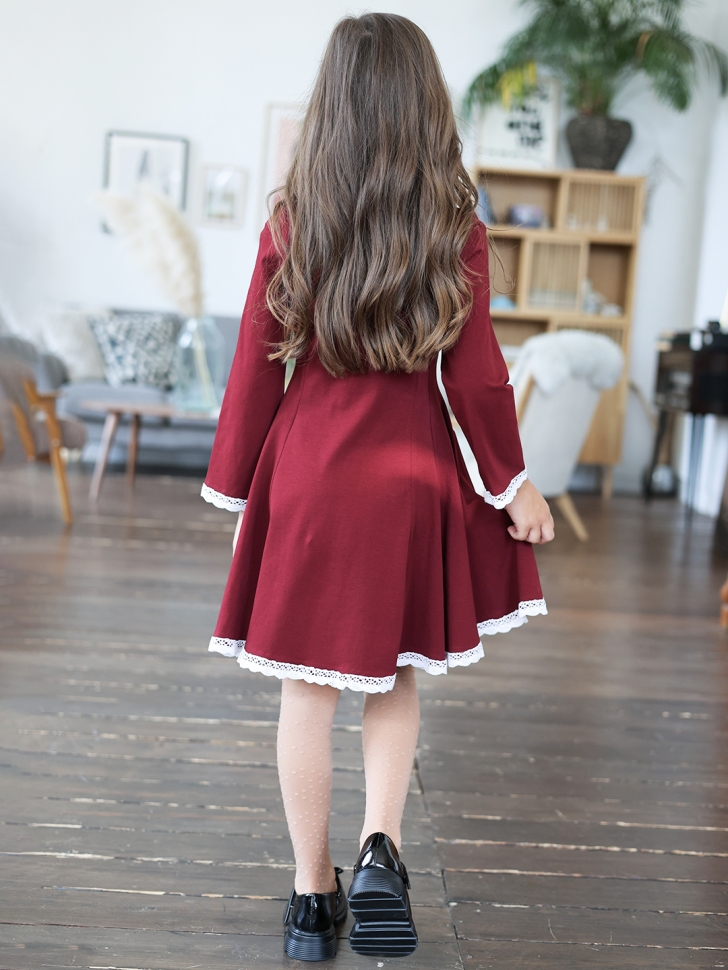 Платье для девочки школьное БУШОН SK35, цвет бордовый