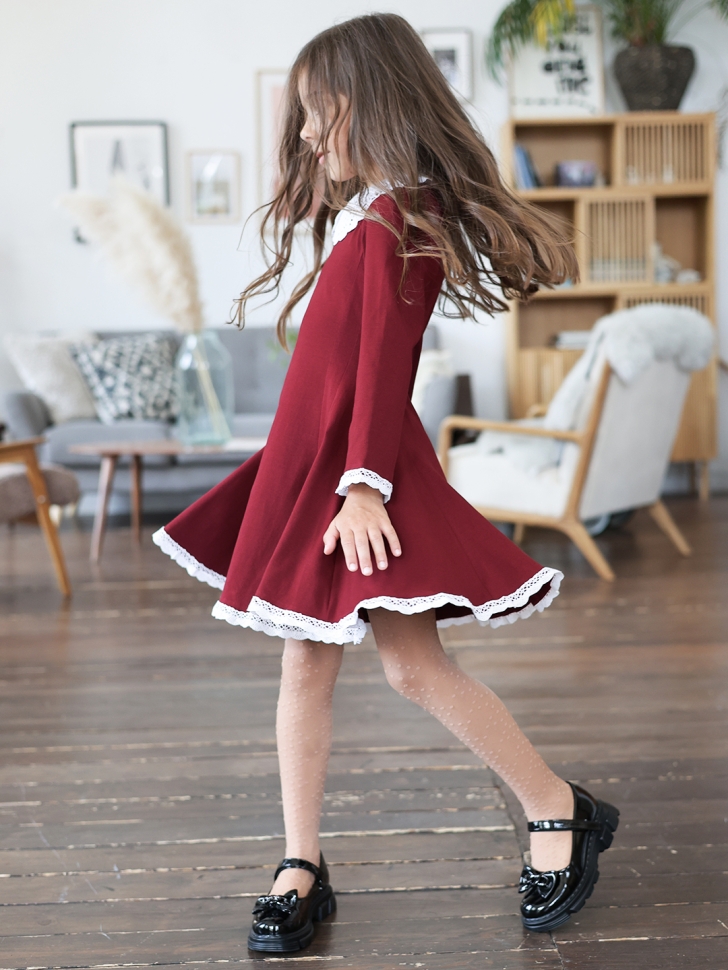 Платье для девочки школьное БУШОН SK35, цвет бордовый