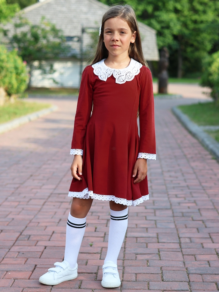 Платье для девочки школьное БУШОН SK35, цвет бордовый
