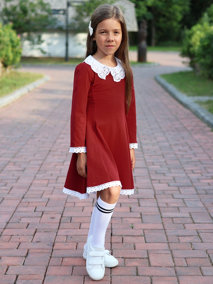 Платье для девочки школьное БУШОН SK35, цвет бордовый