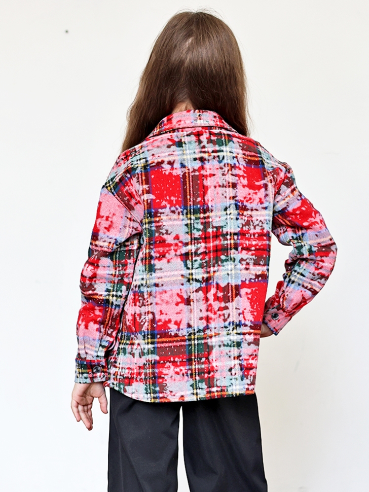 Рубашка для девочки БУШОН SR712, цвет красный/белый/зеленый