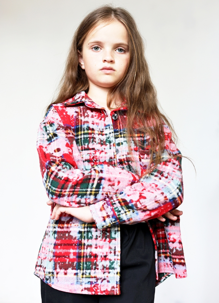 Рубашка для девочки БУШОН SR712, цвет красный/белый/зеленый