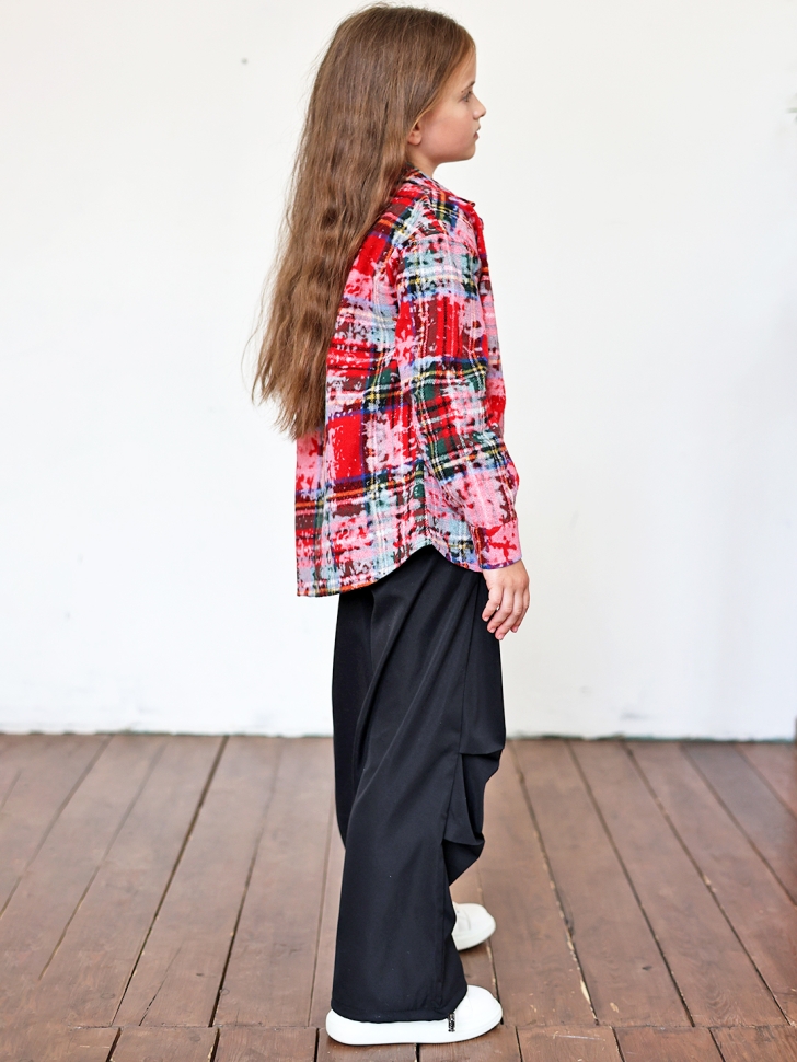 Рубашка для девочки БУШОН SR712, цвет красный/белый/зеленый