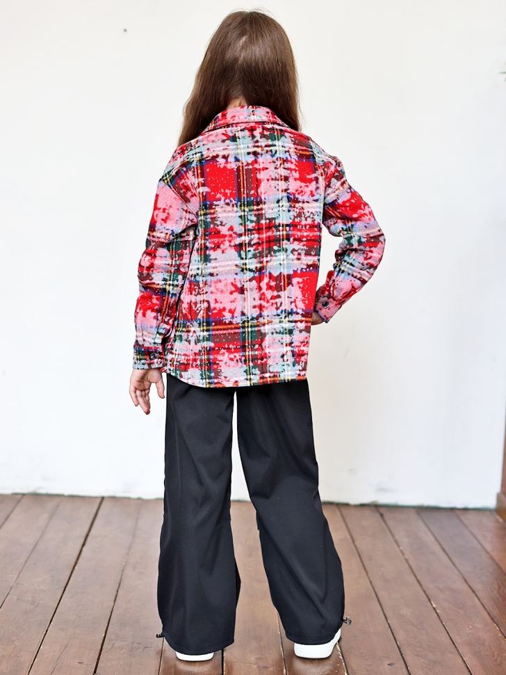 Рубашка для девочки БУШОН SR712, цвет красный/белый/зеленый