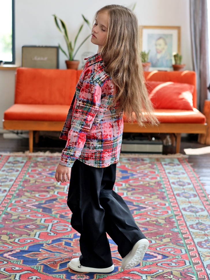 Рубашка для девочки БУШОН SR712, цвет красный/белый/зеленый