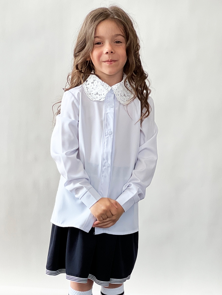 Блузка для девочек школьная БУШОН, модель SK51, цвет белый
