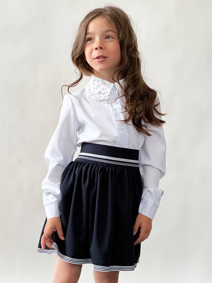 Блузка для девочек школьная БУШОН, модель SK51, цвет белый