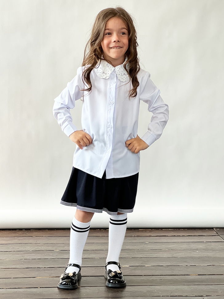 Блузка для девочек школьная БУШОН, модель SK51, цвет белый