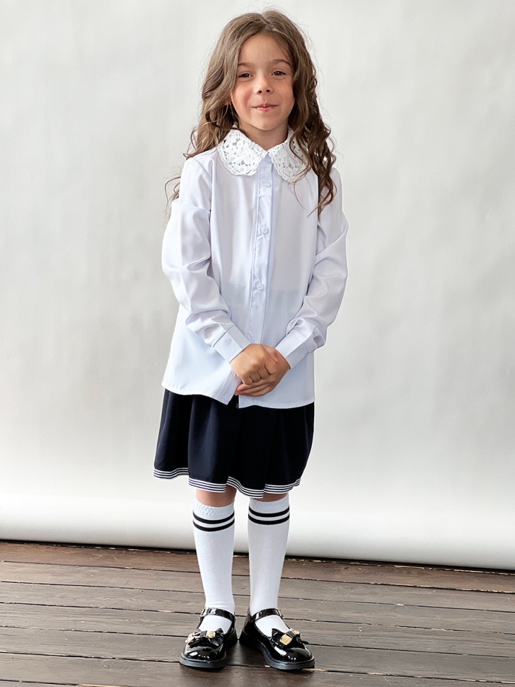 Блузка для девочек школьная БУШОН, модель SK51, цвет белый