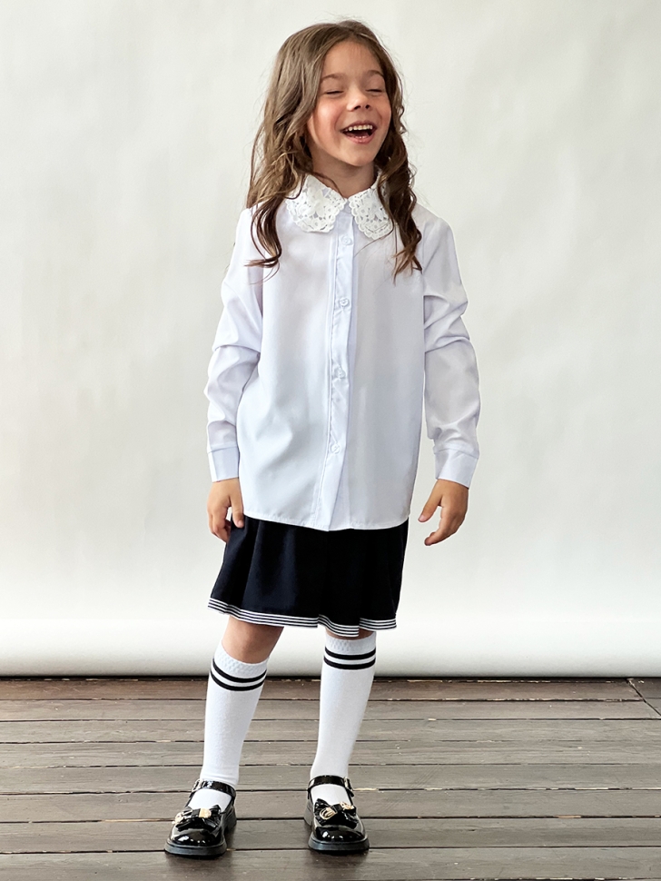 Блузка для девочек школьная БУШОН, модель SK51, цвет белый