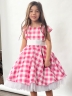 Платье для девочки нарядное БУШОН ST37, стиляги цвет светло-розовый/белый принт клетка