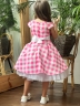 Платье для девочки нарядное БУШОН ST37, стиляги цвет светло-розовый/белый принт клетка