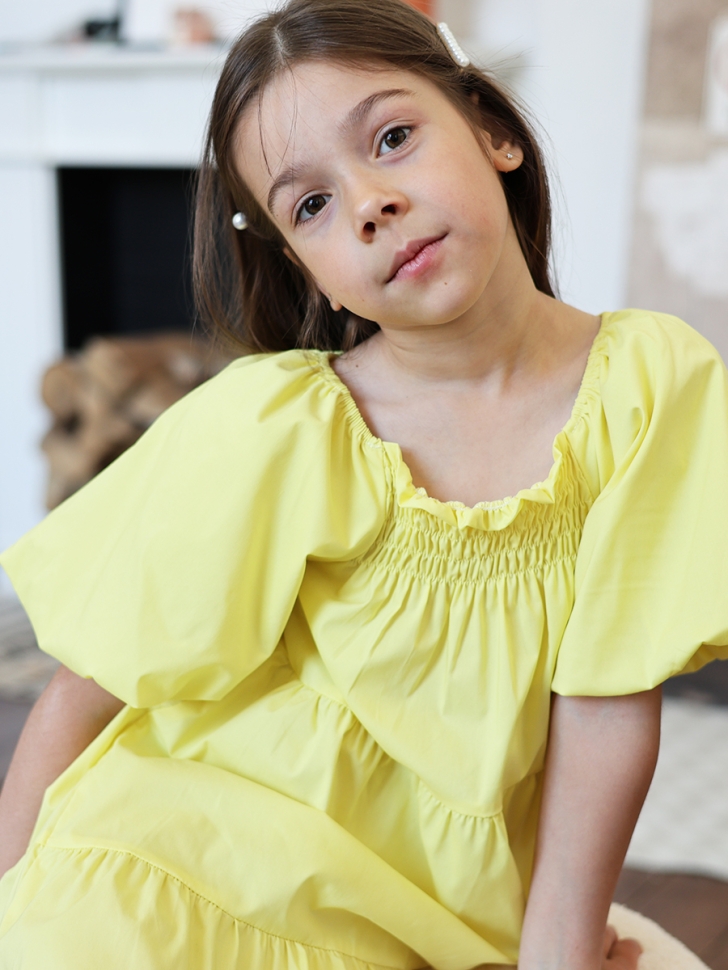 Платье для девочки хлопок БУШОН ST64, цвет желтый