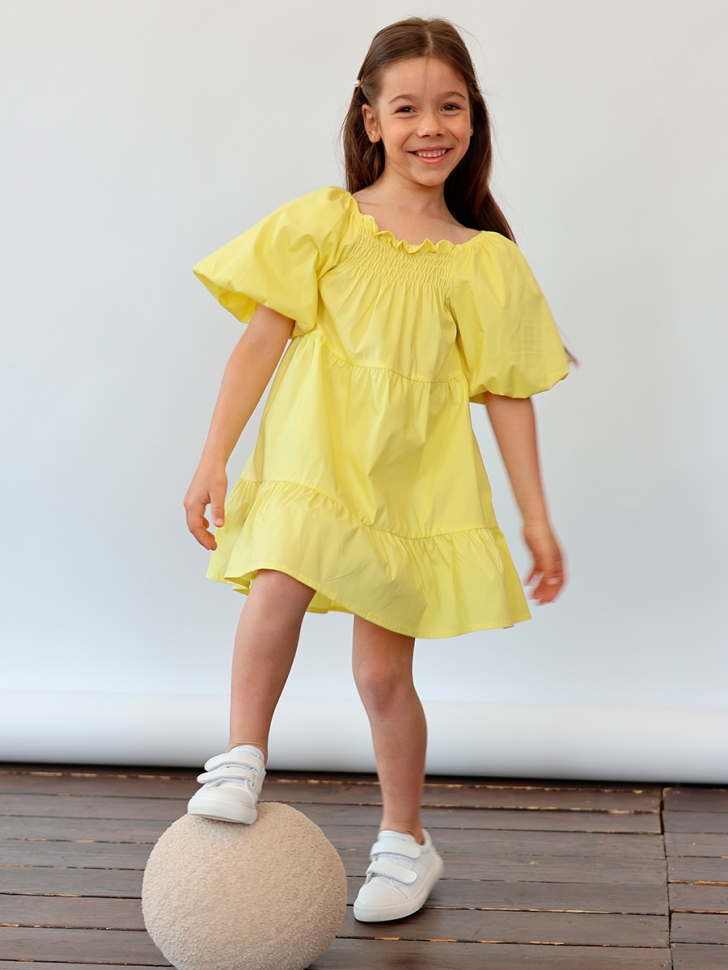 Платье для девочки хлопок БУШОН ST64, цвет желтый