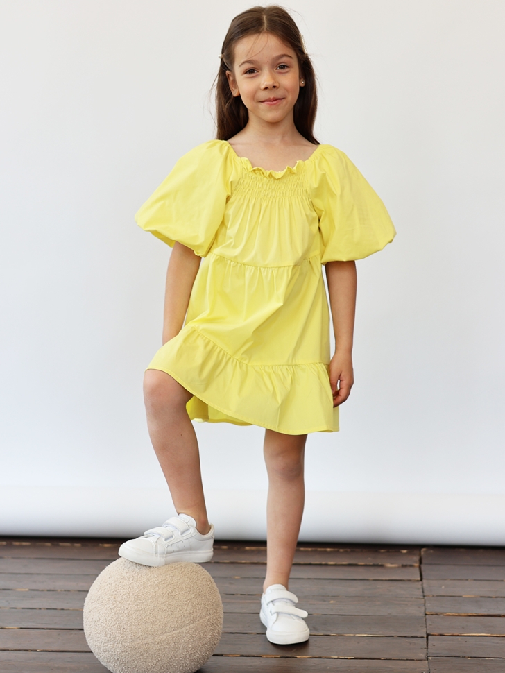 Платье для девочки хлопок БУШОН ST64, цвет желтый