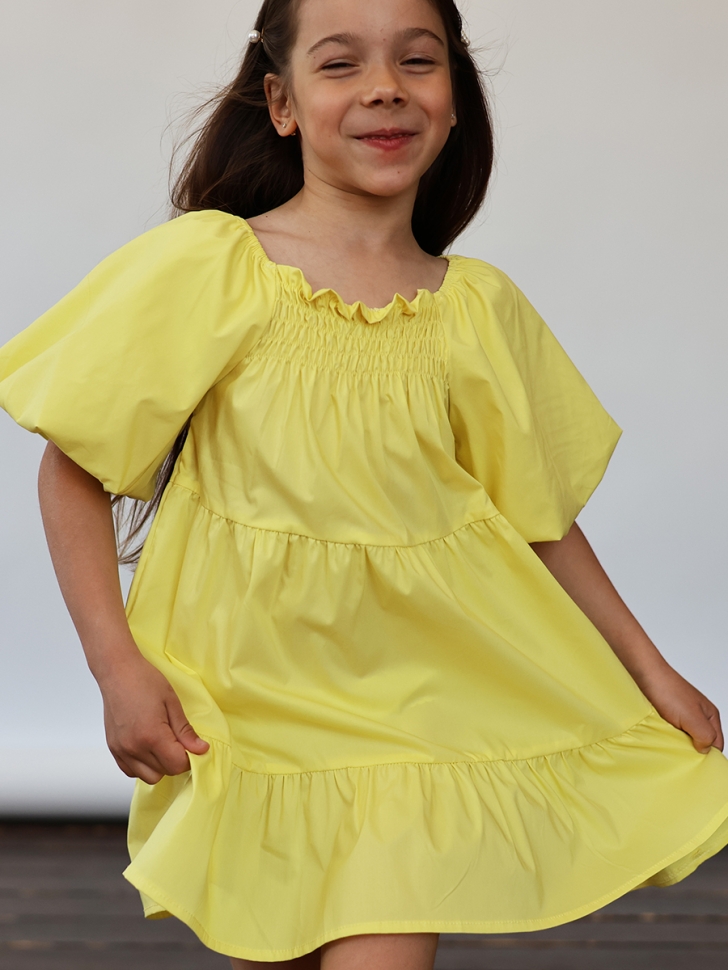 Платье для девочки хлопок БУШОН ST64, цвет желтый