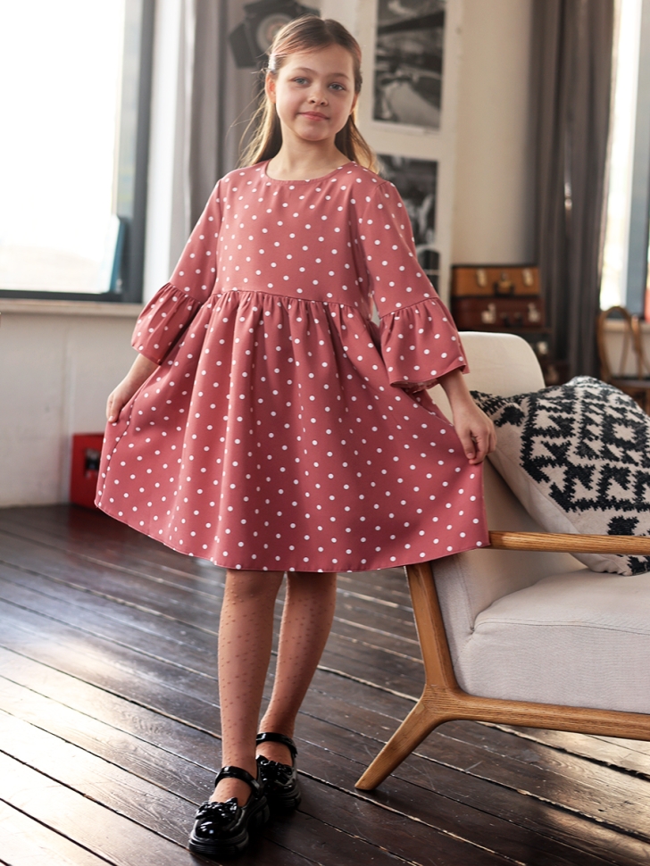 Платье для девочки нарядное БУШОН ST71, цвет пудра