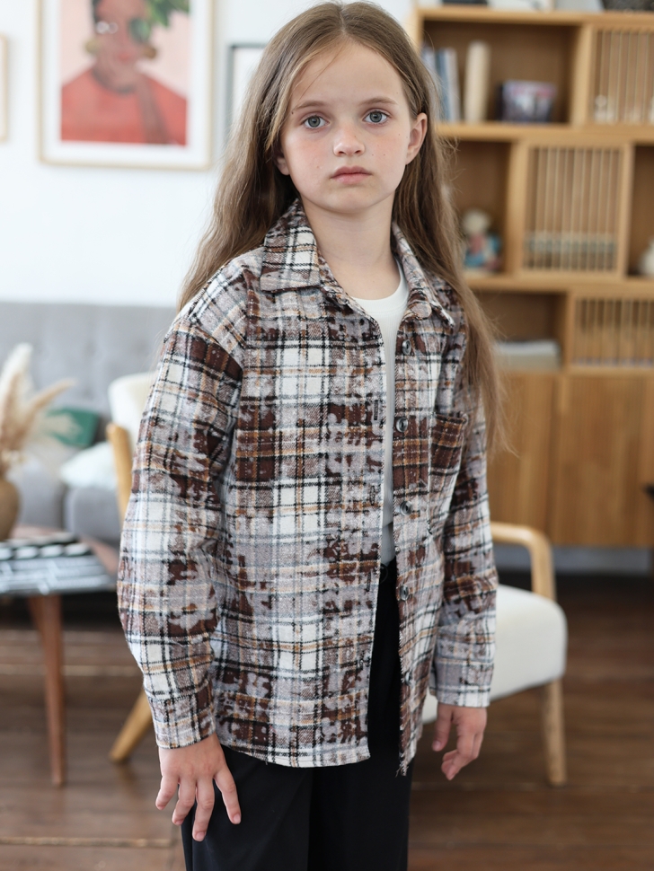 Рубашка для девочки БУШОН SR712, цвет коричневый/бежевый