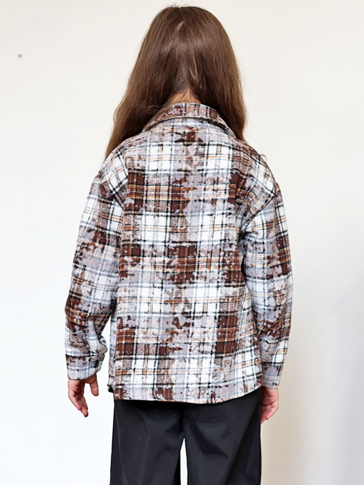 Рубашка для девочки БУШОН SR712, цвет коричневый/бежевый