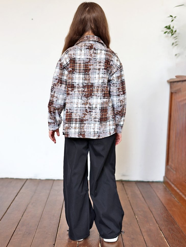 Рубашка для девочки БУШОН SR712, цвет коричневый/бежевый