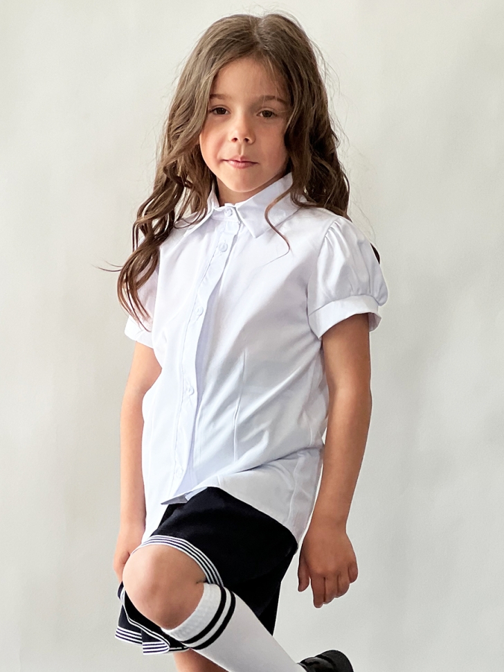 Блузка для девочек школьная БУШОН, модель SK52, цвет белый