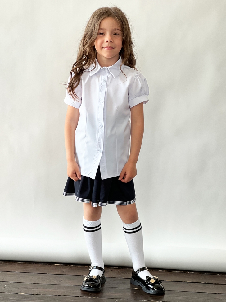 Блузка для девочек школьная БУШОН, модель SK52, цвет белый