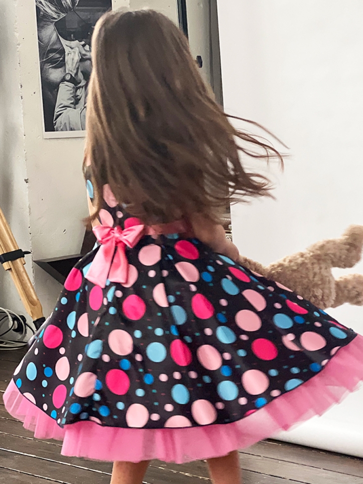 Платье для девочки нарядное БУШОН ST37, стиляги цвет черный/малиновый 