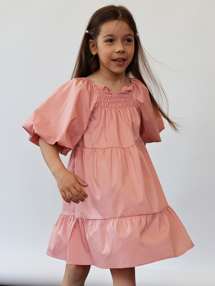 Платье для девочки хлопок БУШОН ST64, цвет пудровый