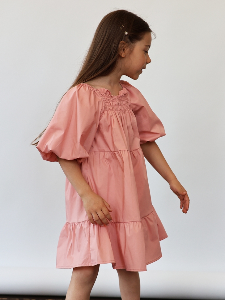Платье для девочки хлопок БУШОН ST64, цвет пудровый