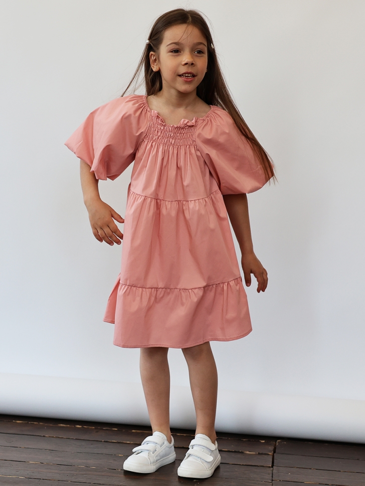 Платье для девочки хлопок БУШОН ST64, цвет пудровый