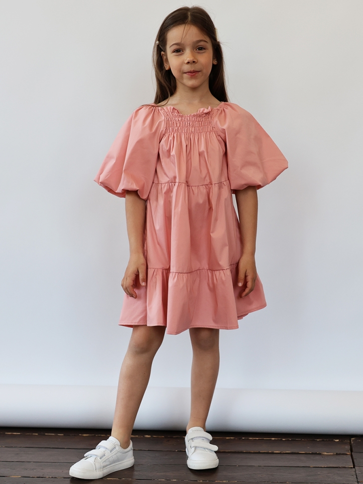 Платье для девочки хлопок БУШОН ST64, цвет пудровый
