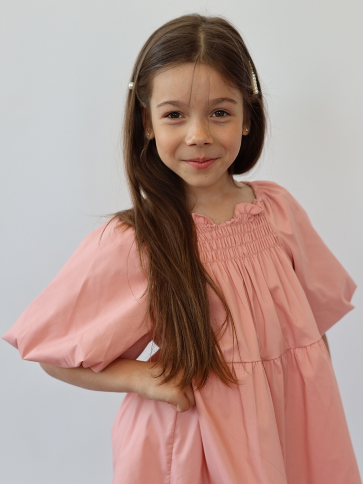 Платье для девочки хлопок БУШОН ST64, цвет пудровый