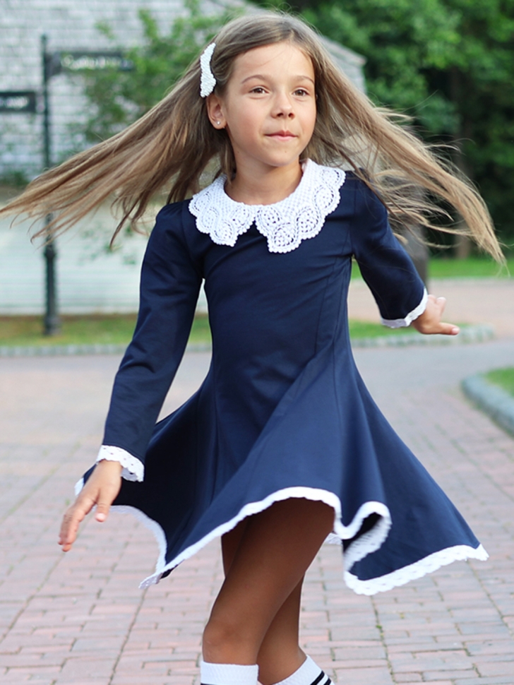 Платье для девочки школьное БУШОН SK35, цвет темно-синий