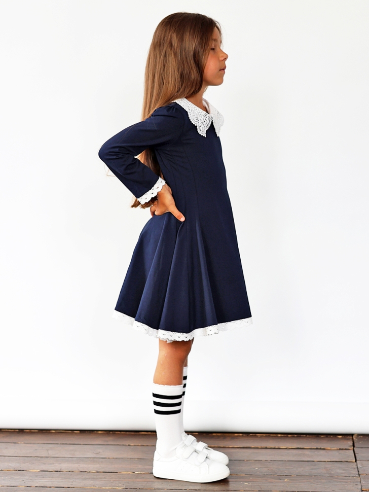 Платье для девочки школьное БУШОН SK35, цвет темно-синий