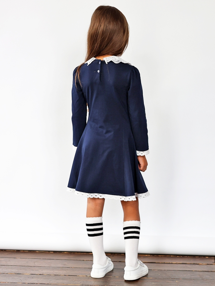 Платье для девочки школьное БУШОН SK35, цвет темно-синий