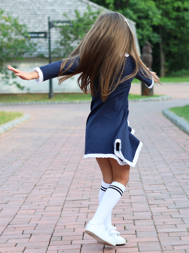 Платье для девочки школьное БУШОН SK35, цвет темно-синий