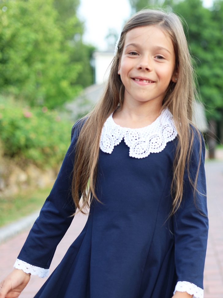 Платье для девочки школьное БУШОН SK35, цвет темно-синий