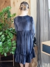 Платье велюровое нарядное БУШОН ST63, цвет серо-синий
